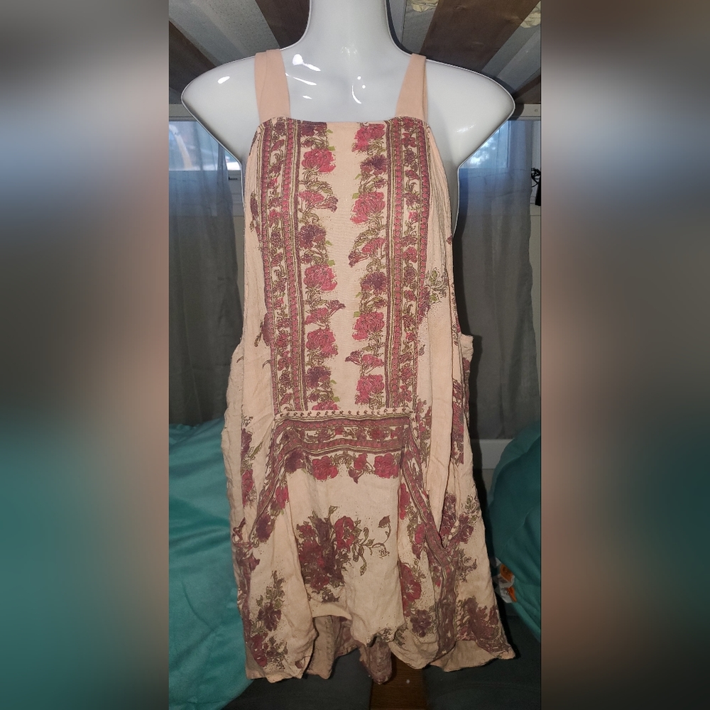 Free People Peach Paradise Song Floral Side Pocket Boho Mini Dress XS